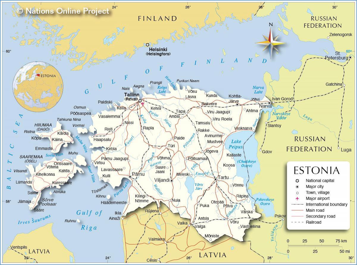 რუკა ესტონეთის ქვეყანა