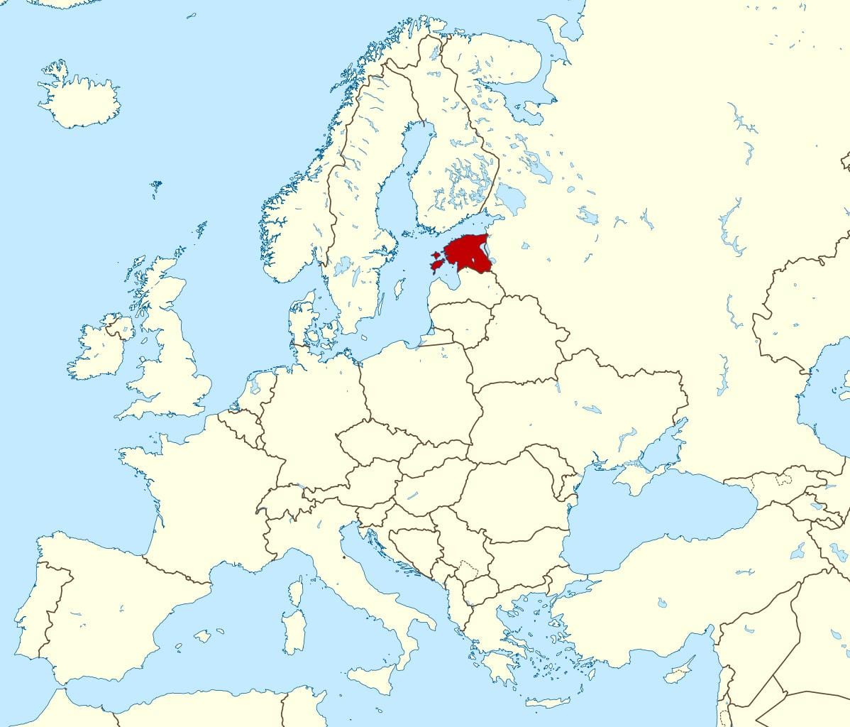 ესტონეთის მდებარეობა მსოფლიო რუკა