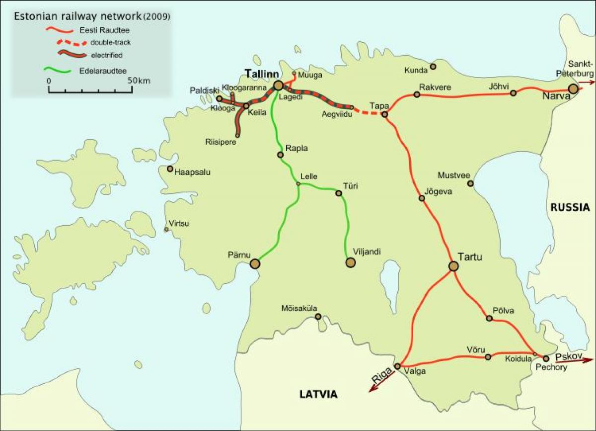 რუკა ესტონეთის რკინიგზის